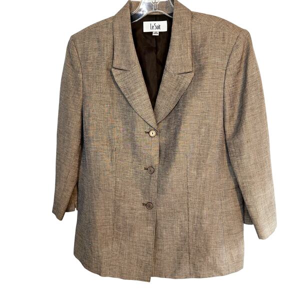 Le Suit 16 Women's Blazer Brown Suit Coat Misses Size XL Extra Large Jacket - Picture 1 of 5